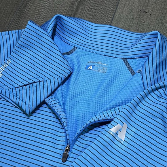 Eddie Bauer Tops - Eddie Bauer First Ascent Free Heat Pro 1/4 Zip Blue Stripe Womens XL Long Sleeve